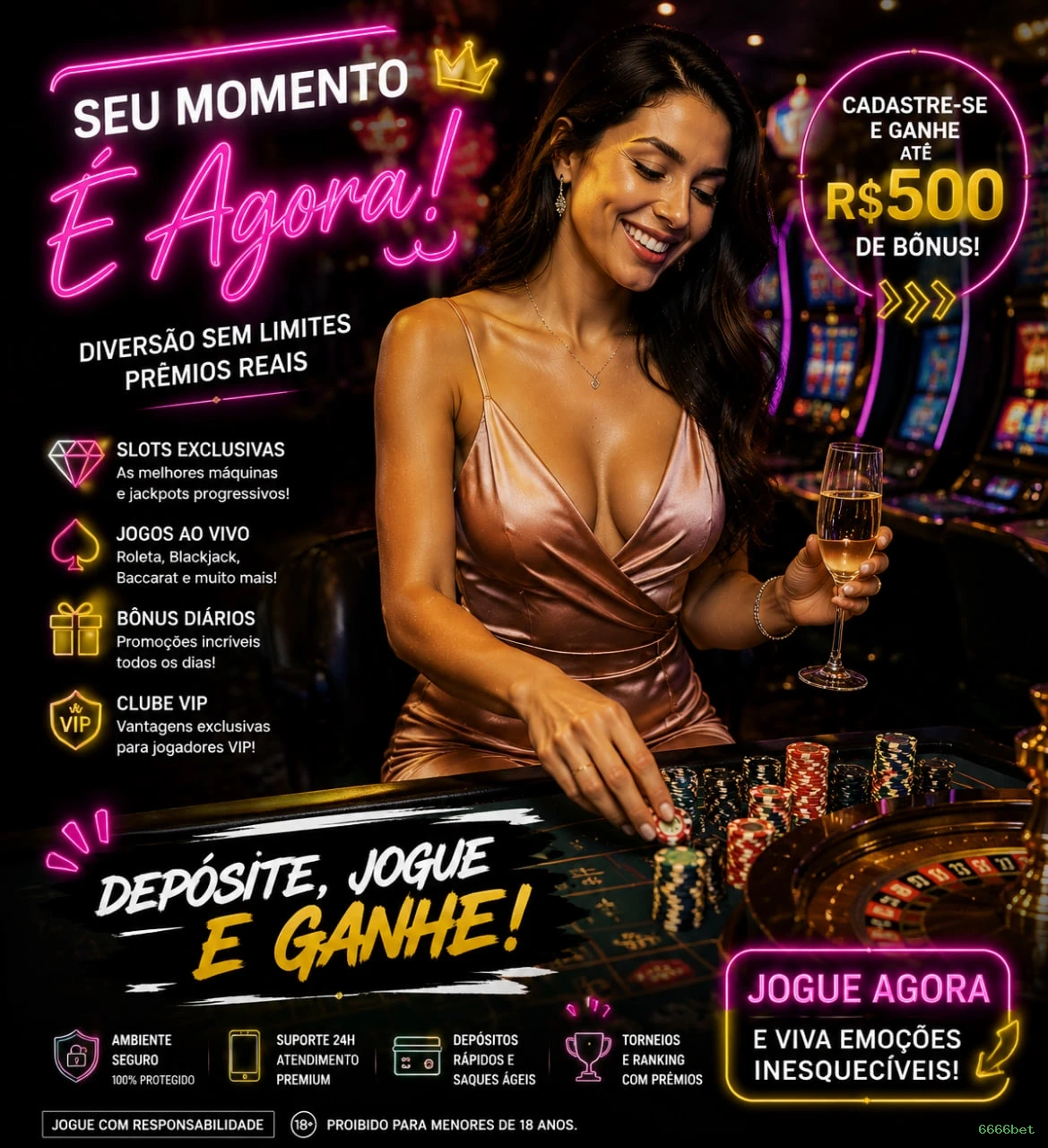 Imagem promocional da 6666bet mostrando a plataforma e suas vantagens